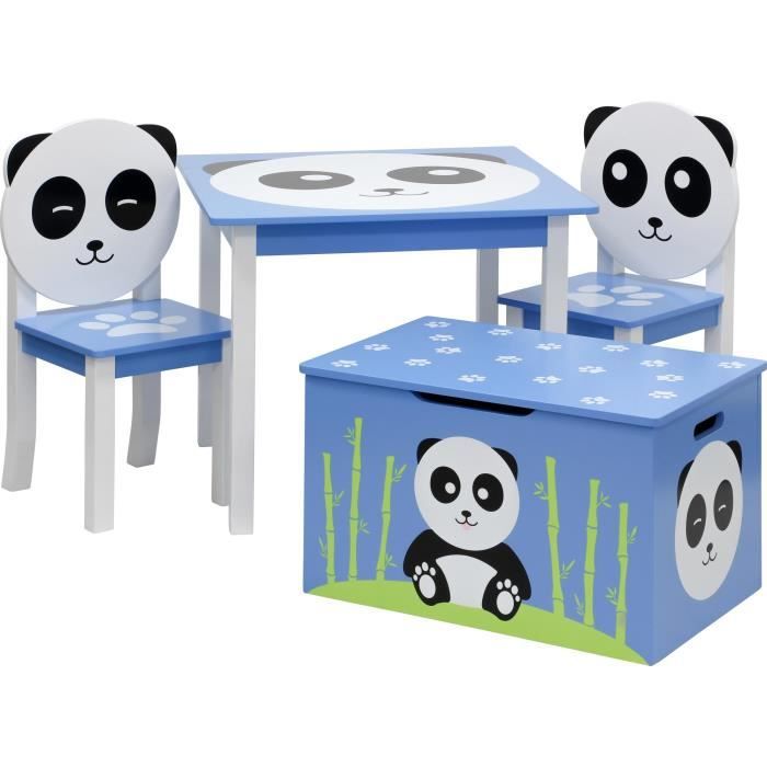 ib style® Meubles d'enfants - PANDA - 4pcs: table, 2 chaises, banc