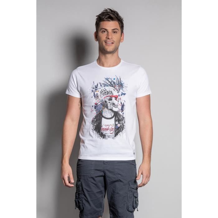 DEELUXE T-shirt photo tête de mort ENFIELDON White