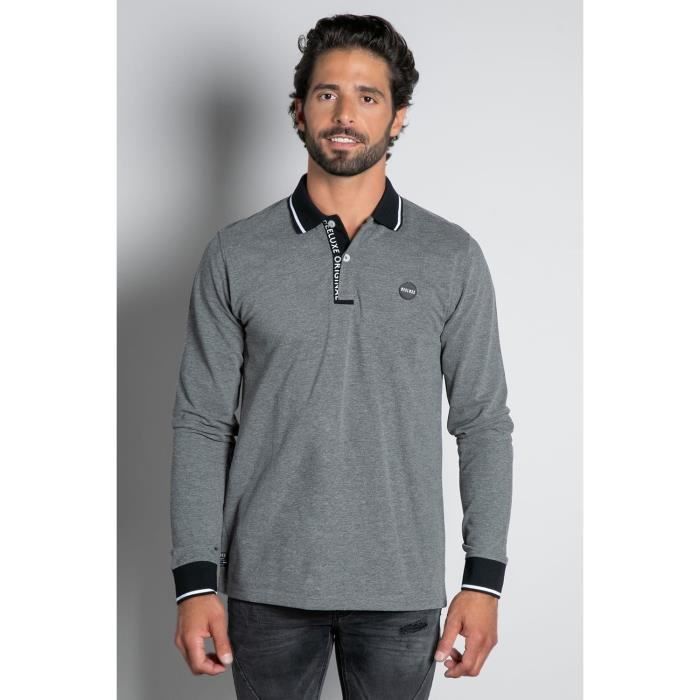 DEELUXE Polo à manches longues TOSHI Medium Grey Mel