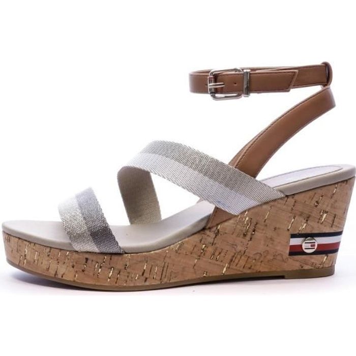 Sandales compensées beige femmes Tommy Hilfiger