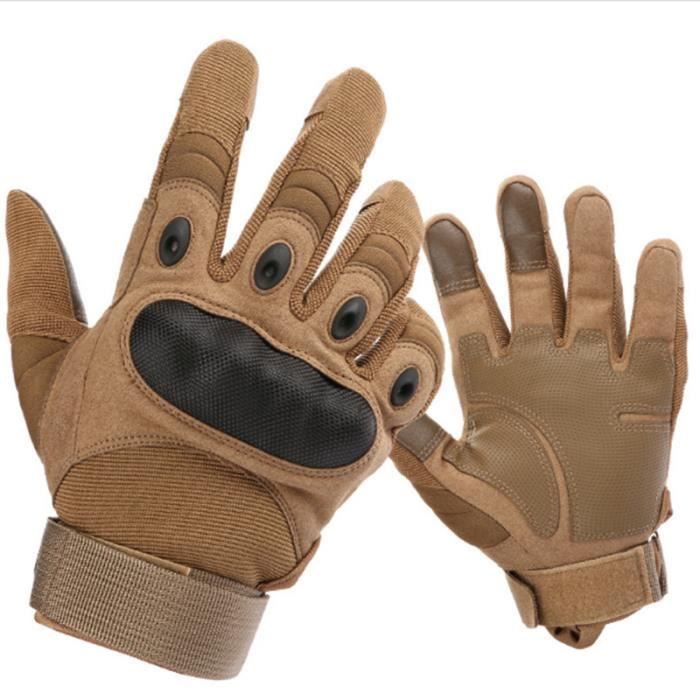 Caoutchouc Hard Knuckle Doigt Complet et Demi Doigt Gants Gants de Écran Gants pour Moto Vélo Chasse Escalade Camping,Marron,XL