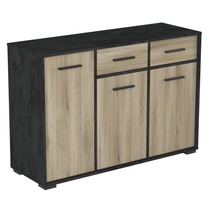 Buffet - Enfilade en bois finition chêne kronberg-sidewalk - 115,7 x 79,3 x 39,6 cm