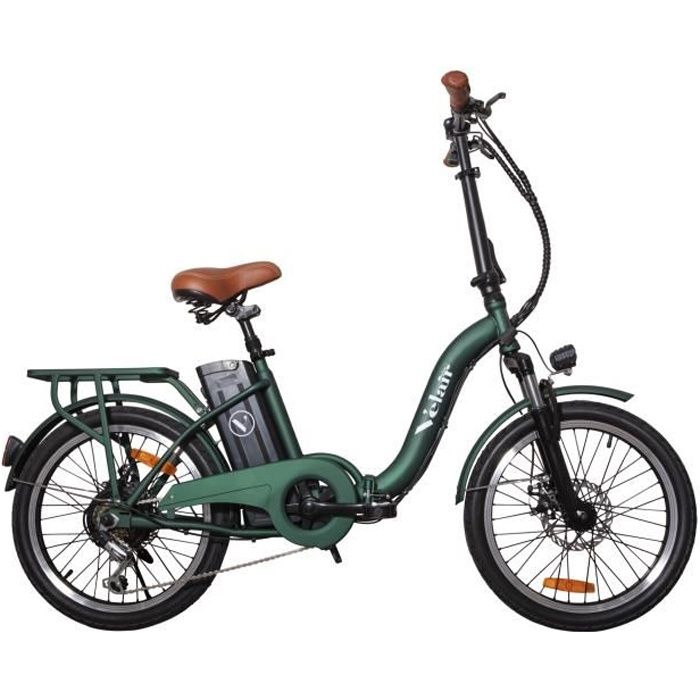 Vélo électrique pliable 20'' - Velair - Shimano 6 Vitesses - Freins à disques - Autonomie 40 km - Cadre acier - Vert