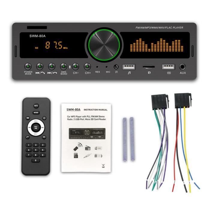 1 DIN Voiture MP3 Lecteur MultiméDia Bluetooth Radio Voiture StéRéO Radio RéCepteur Audio Auto éLectronique SWM-80A 1