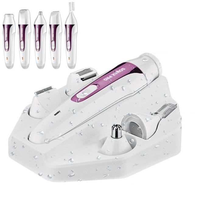 Rasoir Électrique 5 en 1 Femmes Rasoir Multifonction Rasoir Portable Violet