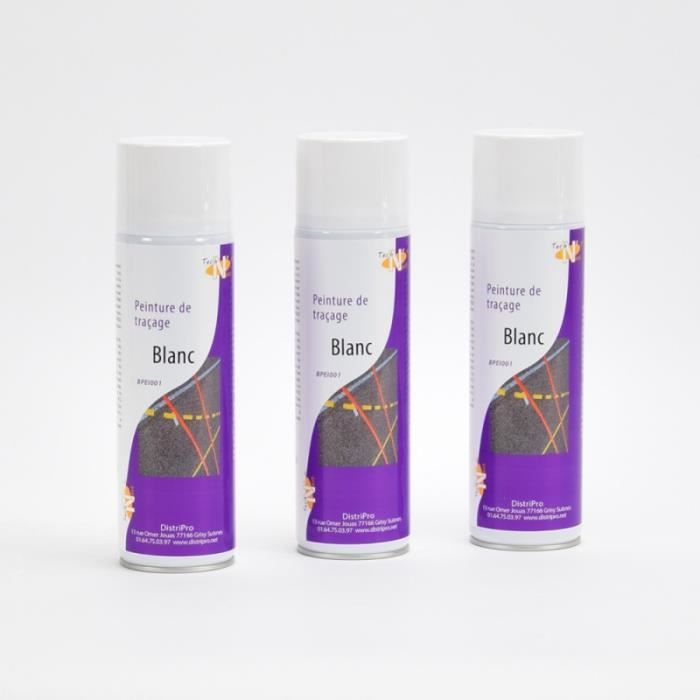 Peinture de traçage, parking, sport (Blanc - Lot de 3 aérosols)