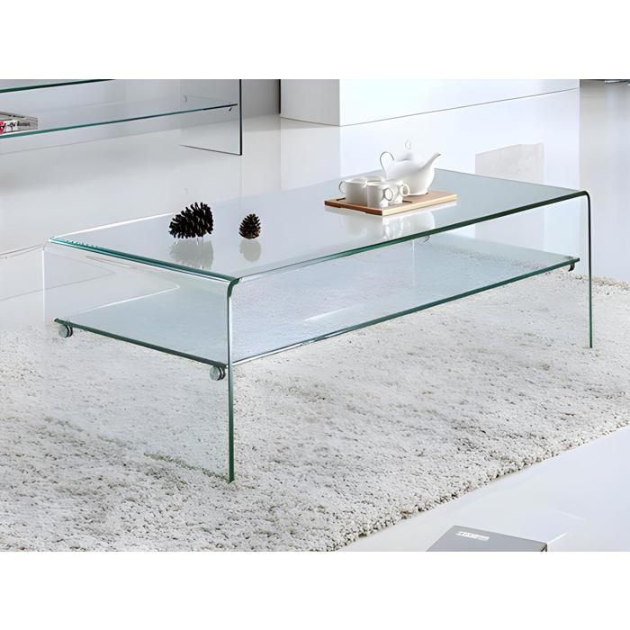 Table basse STILEOS - Double plateau - Verre trempé