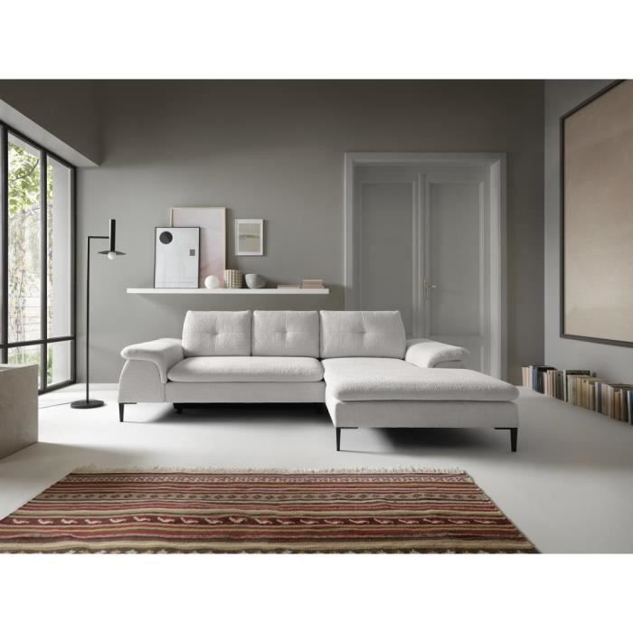 Canapé d'angle Blanc Tissu Moderne Confort