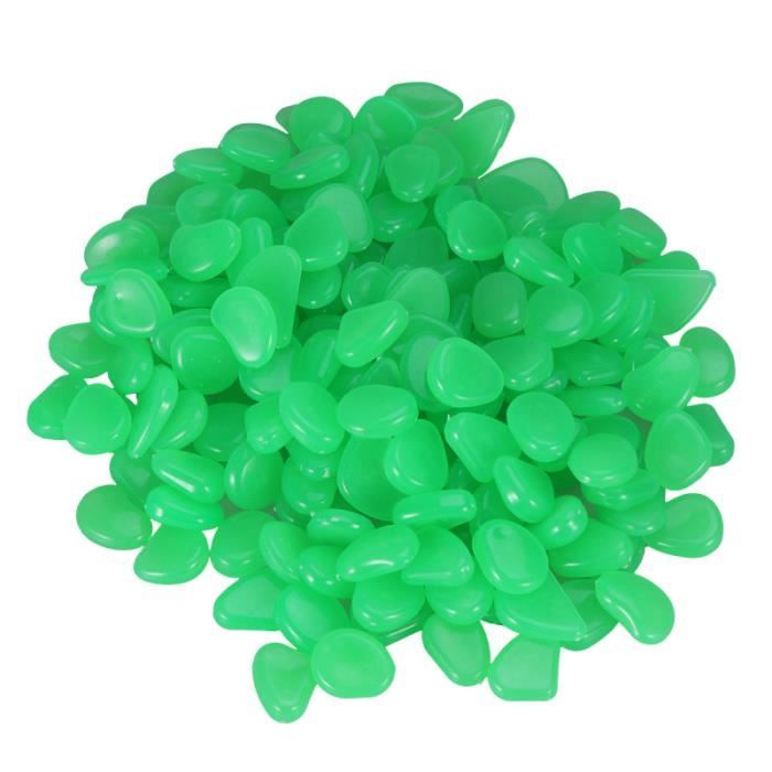 300pcs pavés lumineux cailloux pierres brillent dans l'obscurité pour aquarium Fish Tank décorations de gravier (vert)