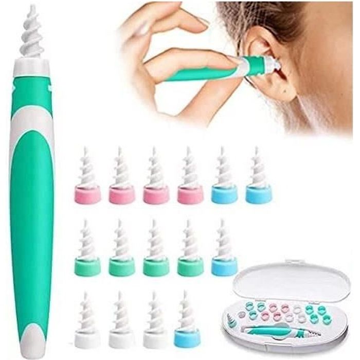 Dissolvant de cérumen, kit d'outils pour nettoyer les oreilles, outil de retrait de cérumen en spirale en silicone souple Q-Grips