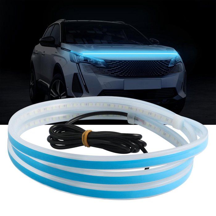 Pour la bande de feux de jour à LED pour capot de voiture dynamique - 1,8 m - bleu glacial