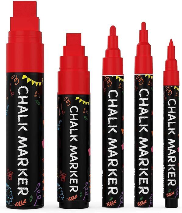 Stylo Craie Liquide Rouge Multipack De 5 Marqueurs Pour Panneaux