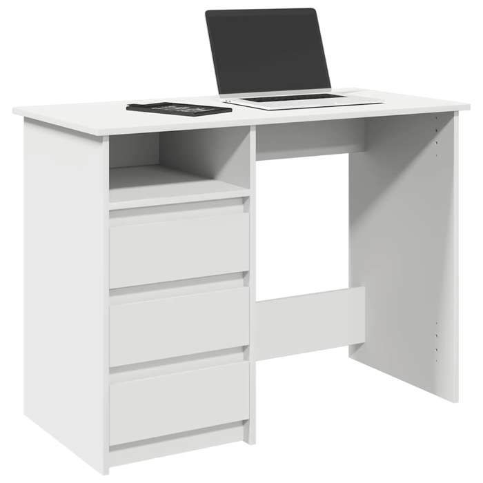 vidaXL Bureau blanc 102x50x75 cm bois dingénierie bureau dordinateur bureau debout bureau avec rangement bureau 860463
