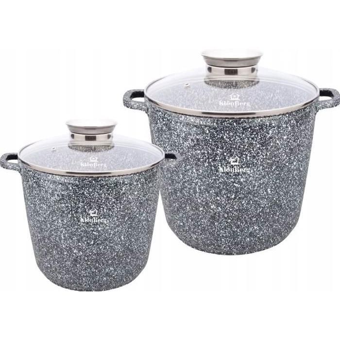 Ensemble de 4 casseroles grandes casseroles dune capacité de 6 1/10 l avec revêtement marbré avec couvercle couleur GRIS kb3910