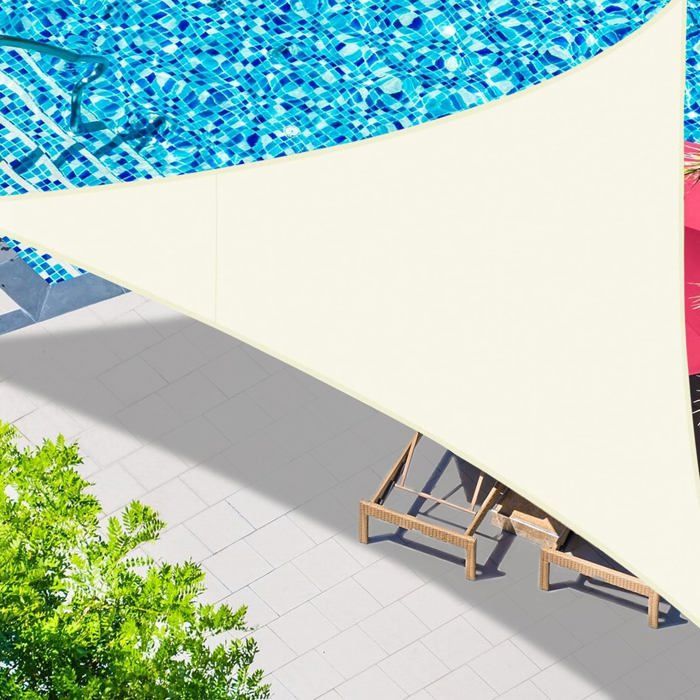 Voile D'ombrage Rectangulaire 2,5x4,5 M - Tissu Oxford Imperméable Et Anti-UV - Beige Avec Cordes Et Fixations