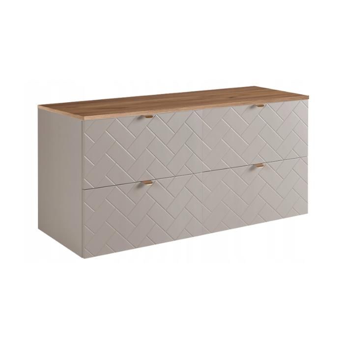 Meuble sous Lavabo 120 cm TREND - avec plan de travail - Cachemire / Or - 120 x 60 7 x 46 cm