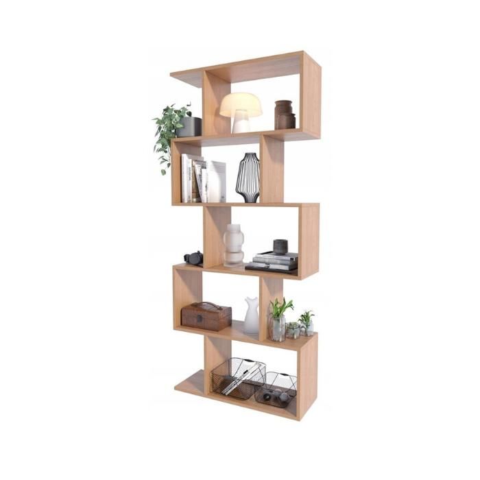 Bibliothèque Étagère à 5 Niveaux - Meuble de rangement Style contemporain - Aulne - 764x28x176 cm