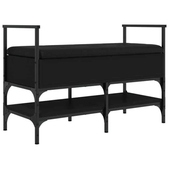 834185& Banc à chaussures - pouf de rangement noir 855x42x575 cm - Bois - Panneaux de particules