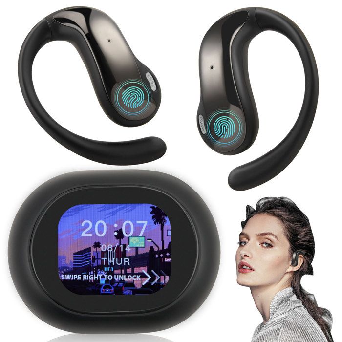 Casque de traduction en temps réel avec traduction vocale IA pour 134 langues écran tactile LCD OWS compatible iOS et Android