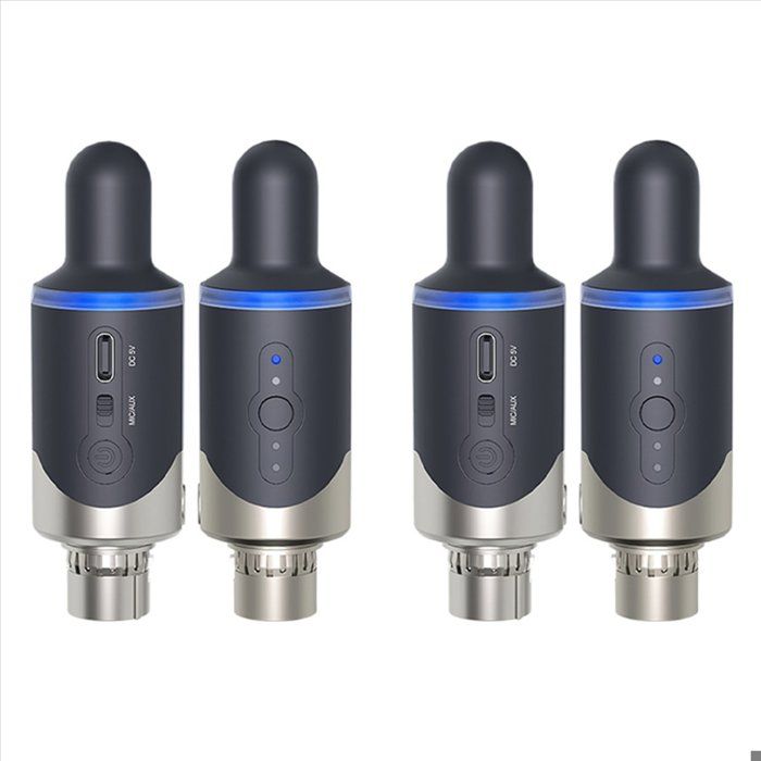 2X Adaptateur de Microphone Sans Fil UHF XLR Émetteur et Récepteur Convertisseur Microphone Sans Fil Rechargeable pour Interview en