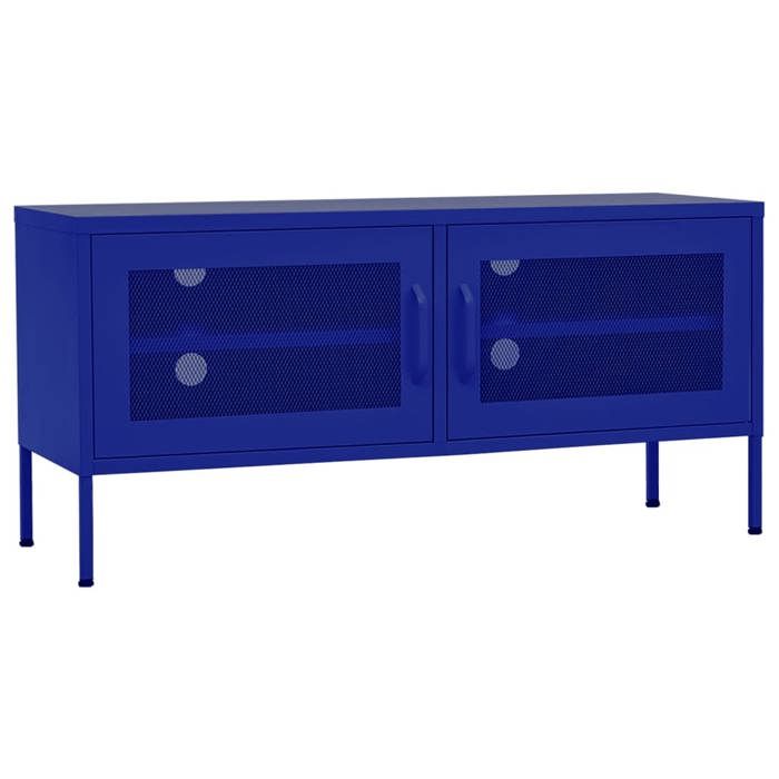 “Winter SaleTOP Armoire TV classique Bleu - Meuble TV Bleu marine 105x35x50cm Acier PRO20706