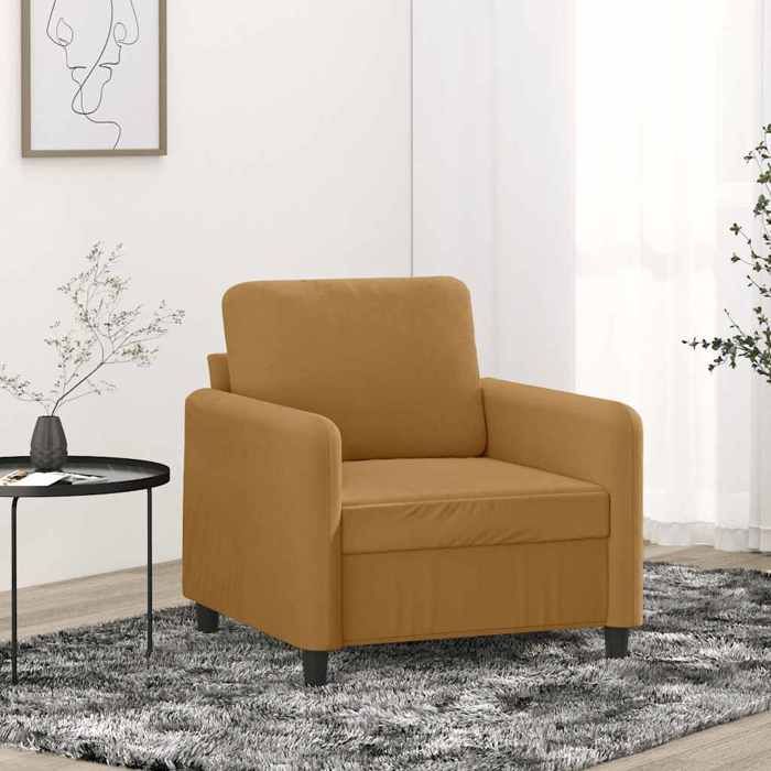 Fauteuil en velours - vidaXL - Marron - 60 cm - 78x77x80 cm - Cadre en métal - Rembourrage en mousse - Capacité 110 kg