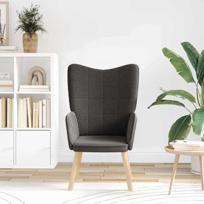 Gris Fauteuil relaxant - SOLOMON - Chaise salon - 1 personne - Gris foncé 62x67x95.5 cm tissu FF4930