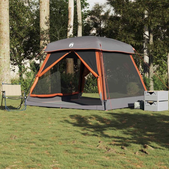 Tente familiale 6 places vidaXL 317 x 317 x 225 cm imperméable gris et orange