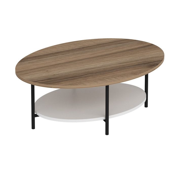 Table basse en bois Elis - 90 x 60 x 36 cm - ChêneBlanc Table basse en bois Elis - 90 x 60 x 36 cm - ChêneBlanc
