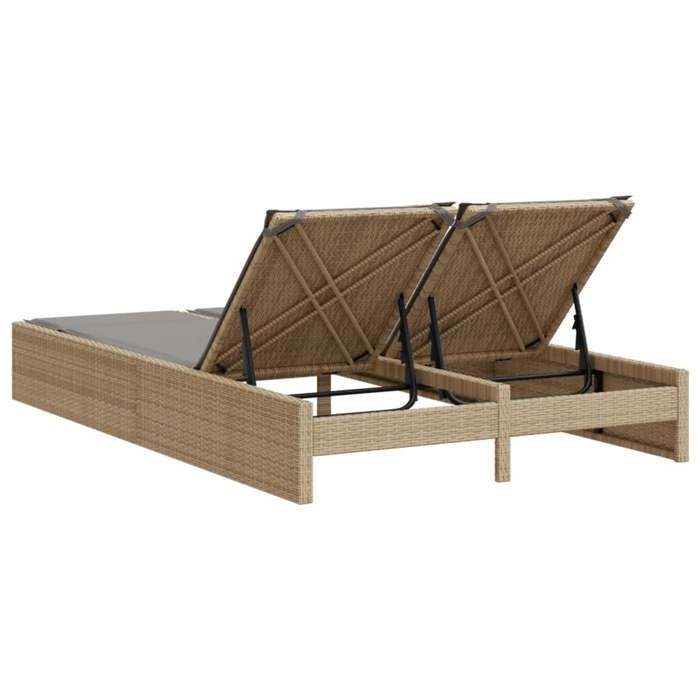 Sale 2026 Chaise longue 2 Places - BURKE - Bain de soleil - avec coussins - beige résine tressée Cc479