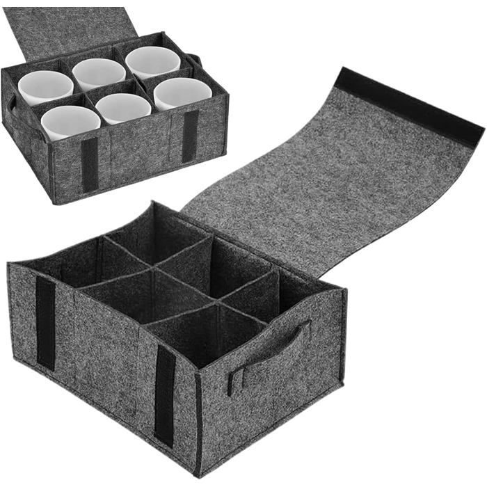 Porte Tasse en Feutre Camping Car avec 6 Compartiments sac de Rangement de Vaisselle Porte Assiettes En Feutre pour Camping Car