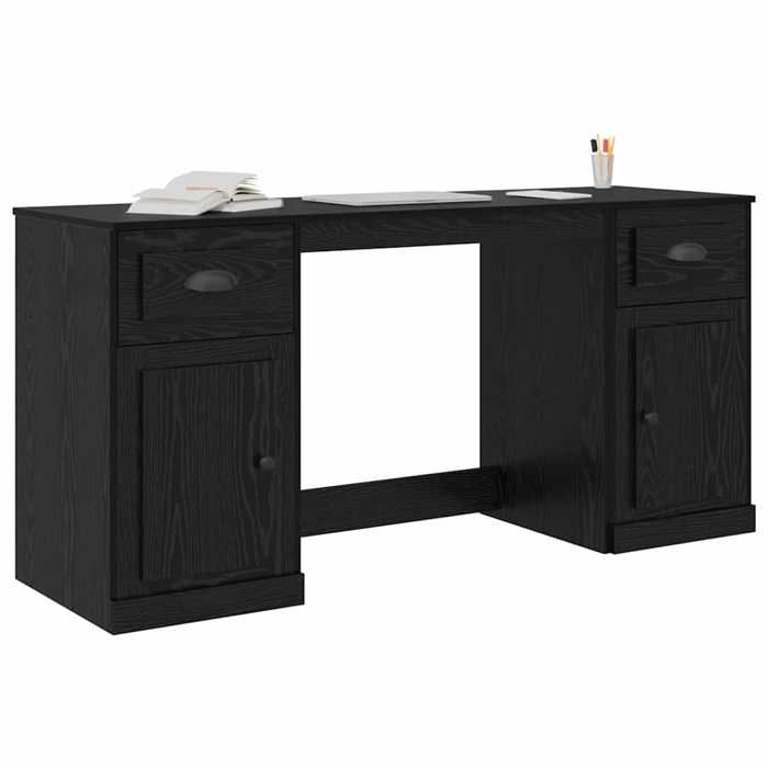 Bureau Noir CLOUD Table à écrire Pour 1 personne avec armoire avec tiroir Chêne noir 154 5x50x75 cm BBB322