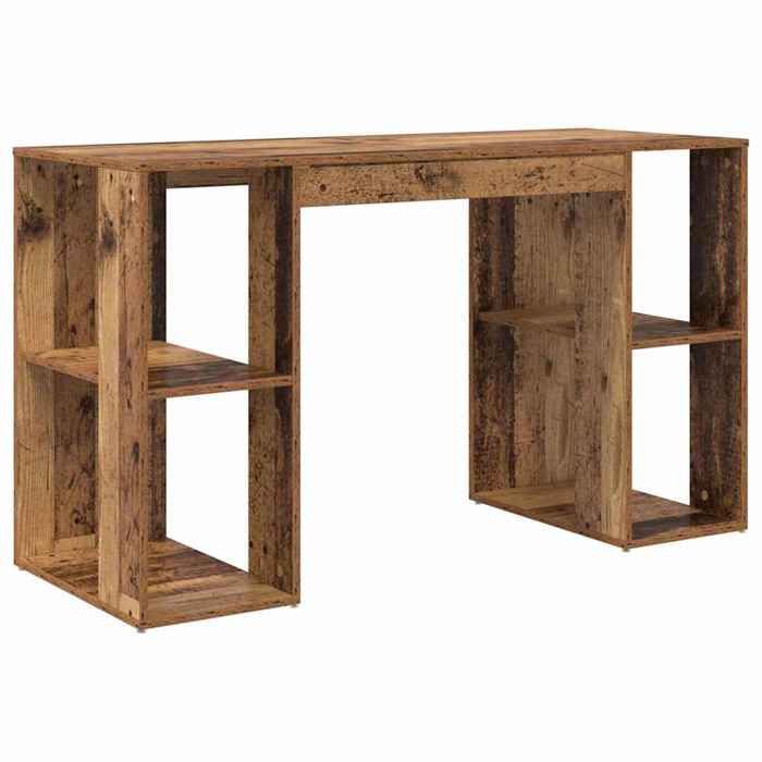 Bureau en bois dingénierie - CLARENCE - 130x50.5x75 cm - Marron - Forme rectangulaire - Rangement intégré