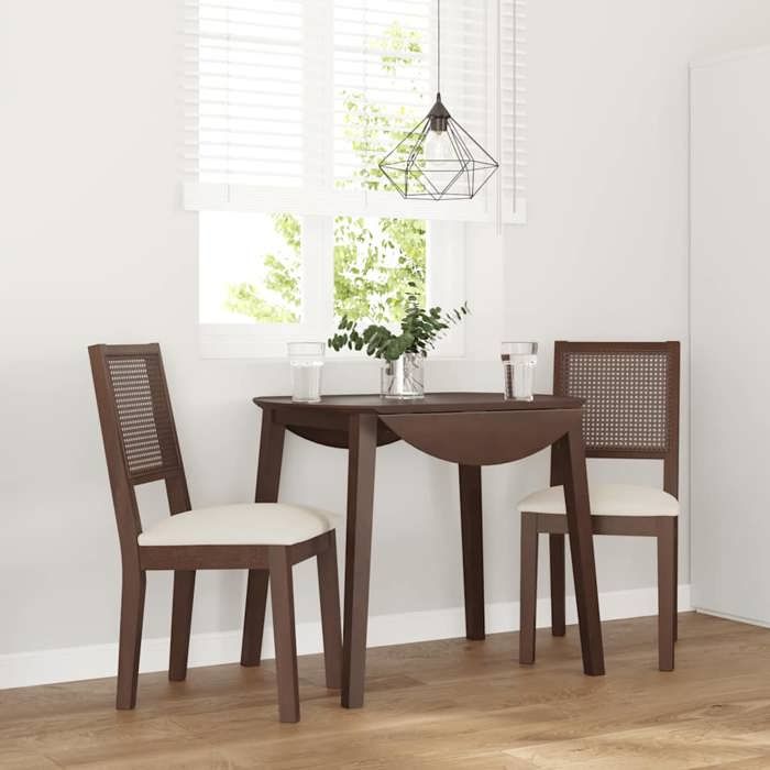 NEW 2026 Lot de 2 Chaise à manger Scandinave Fauteuil Salon Cuisine coussins marron bois massif caoutchouc 45x54x89 cm L923
