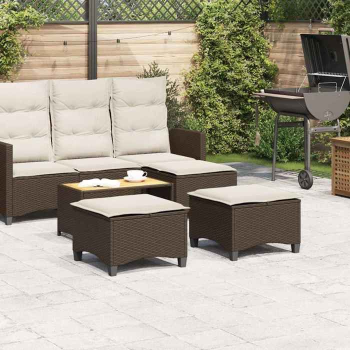 Promo printempsPetit fauteuil/chaise de balcon - SOLOMON - Tabourets jardin coussins 2pcs marron 55x55x36cm résine tressée - S4775