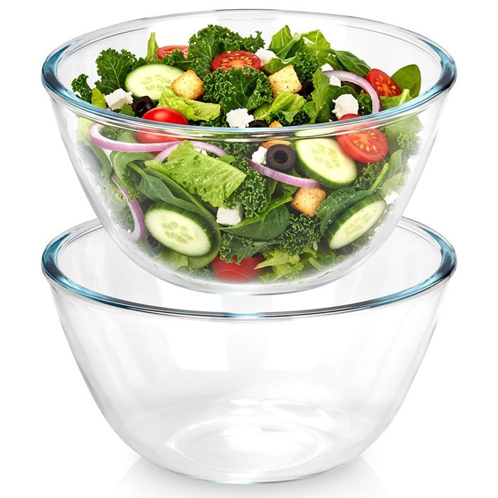 Bol à salade en verre - Vilde - 17 cm - 1 l - 2 pièces - Transparent - Convient au lave-vaisselle - Design classique