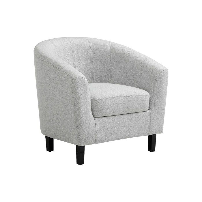 Fauteuil cabriolet en tissu chiné gris clair CRISTOBAL Fauteuil cabriolet en tissu chiné gris clair CRISTOBAL