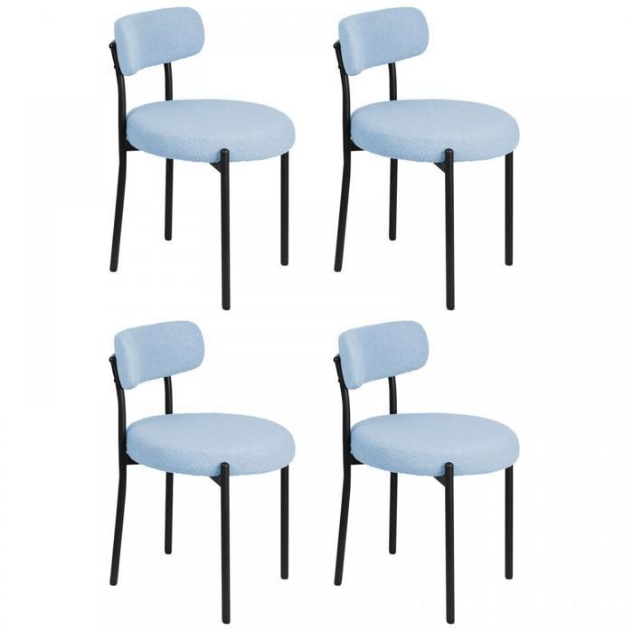 JEOBEST Lot de 4 Chaises de Salle à Manger Chaise de Cuisine Moderne Chaise de Salon Rembourrée avec Dossier et Pieds en Acier