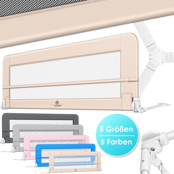 Barrière de lit enfant - KESSER - Gris foncé - 150 cm - Extra haute 42 cm - Pliable - Transportable - Montage sans outil Barrière de lit enfant - KESSER - Gris foncé - 150 cm - Extra haute 42 cm - Pliable - Transportable - Montage sans outil