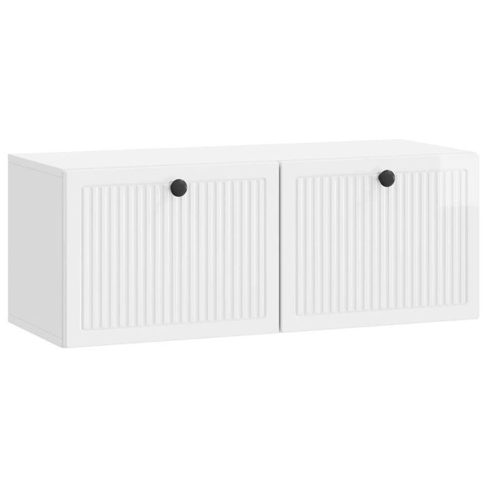 Meuble tv - meuble hi-fi Vidaxl Meuble TV mural Montage mural Blanc brillant 785 x 31 x 30 cm
