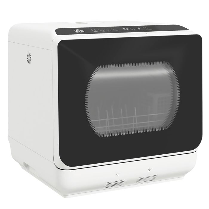 Mini Lave-Vaisselle Compact 4 Couverts Sans Installation avec Réservoir dEau 6L de Table Commande Tactile LED - Blanc