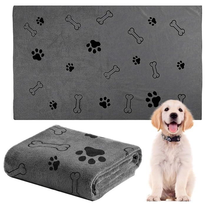Serviette chien 100x60cm absorbant leau et à séchage rapide - Aueq - serviette de bain pour animaux pliable et lavable en machine