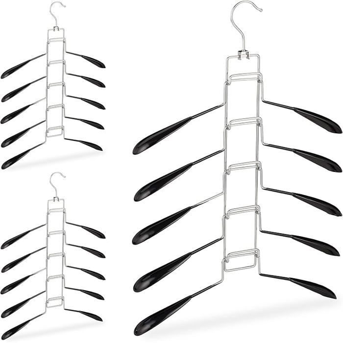 Cintre Multiples Set 3 Cintre Multifonction Gain Pce Robe Chemise 5 Support Amovible antidérapant Noir 3 cintres