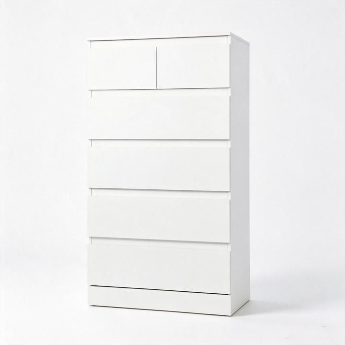 Commode avec 6 Tiroirs - WILITTO - Style Simple et Moderne - Panneaux - Rangement Modulable - 60x41x109cm - Blanc