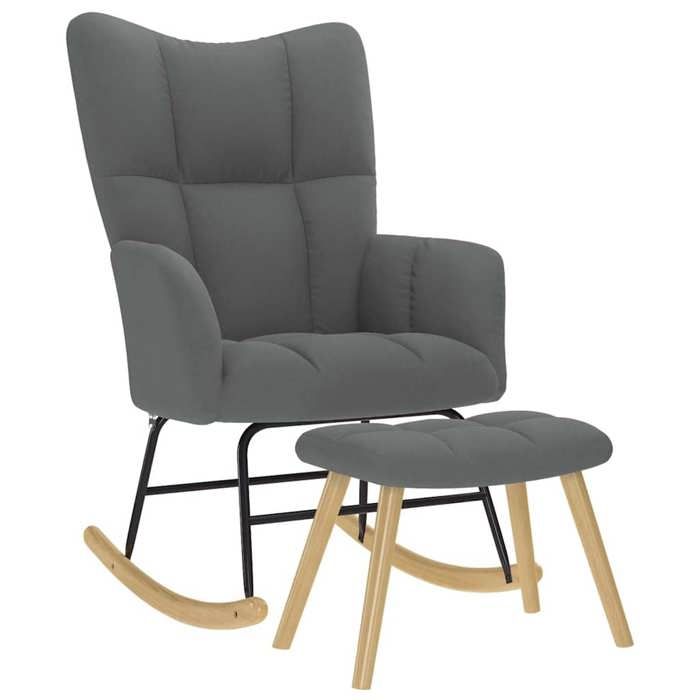 Chaise intérieure moderne vidaXL Fauteuil à bascule avec repose-pied Gris foncé Tissu(2883）