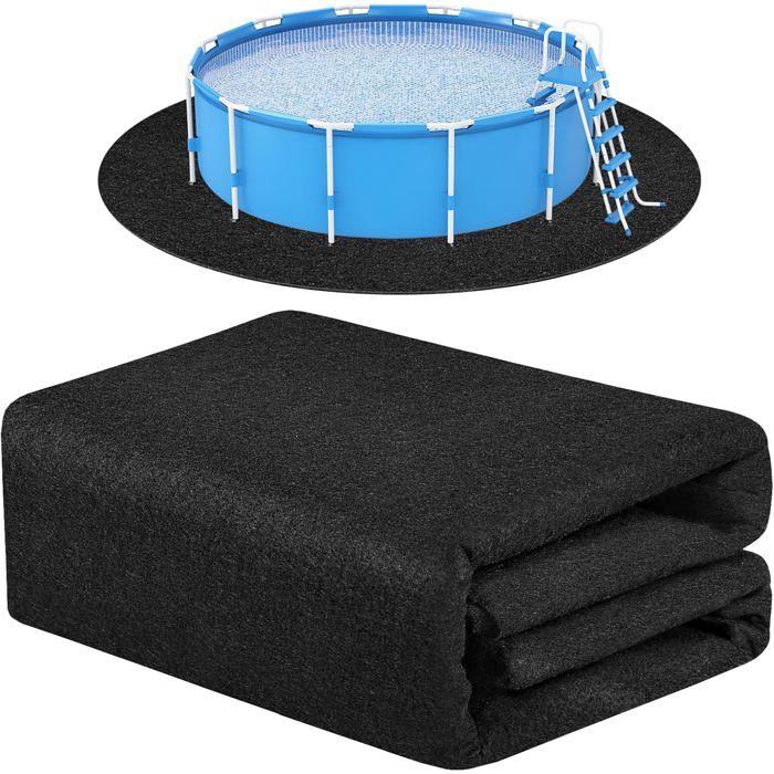 Tapis de piscine-Bâche de sol-Sous-couche de piscine-Tapis de protection rond-Pliable-Résistant aux UV-300 cm-Noir