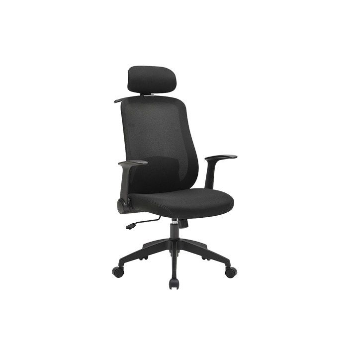Fauteuil de bureau ergonomique avec têtière - Tissu - Noir - ZYLIRO