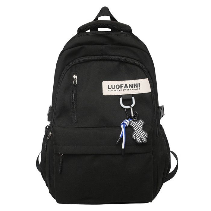 XJYDNCG Sac à dos Cartable étudiante et homme imperméable multi-poches tendance mignon - Noir