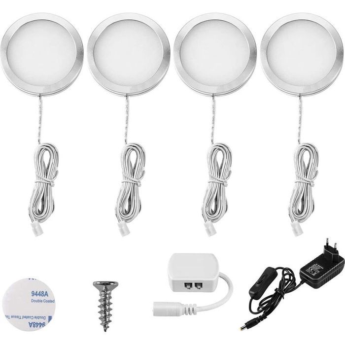Lampe de Placard led 4er éclairage Sous Meuble Rechargeable Lumière Armoire Applique Murale pour Cabinet Penderie Cuisine Entrée Vt