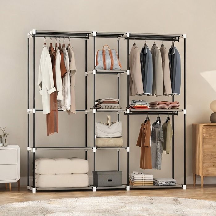 71.7 x 16.9 x 72.8 in and structure acier 16 mm et tissu non tissé Wardrobe with Armoire penderie 182x43x185 cm